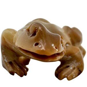 Hand-Carved Polished Natural Onyx Stone Frog Figurine Vintage 3/4"
